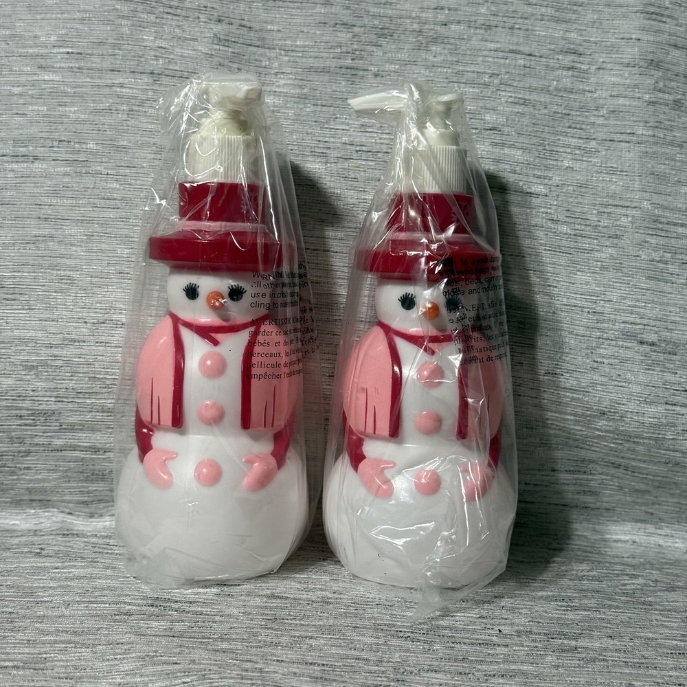2005 AVON Christmas Jolly Snowwoman Lotion Soap Dispenser Decanter Pump Lot Of 2